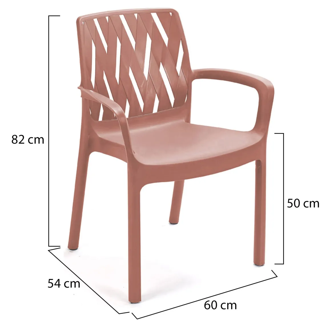 Sedia da Esterno Marrone Terracotta 4 Sedie Impilabile, Peso Supportato 120 kg Made in Italy - Canoe