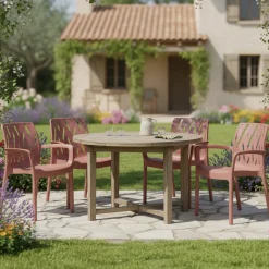 Sedia da Esterno Marrone Terracotta 4 Sedie Impilabile, Peso Supportato 120 kg Made in Italy - Canoe