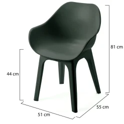 Sedia da Esterno Nero Antracite 2 Sedie Impermeabile, Impilabile Made in Italy - Mattagga