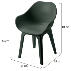 Sedia da Esterno Nero Antracite una Sedia Braccioli, Peso Supportato 120 kg Made in Italy - Wesconnett