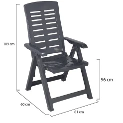 Sedia da Esterno Nero Antracite una Sedia Schienale Reclinabile, Multiposizione Made in Italy - Heflin