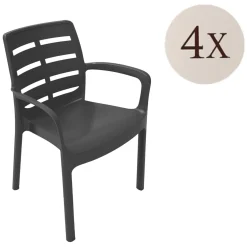 Sedia da Esterno Nero 4 Sedie Impilabile, Braccioli Made in Italy - Excel