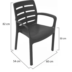 Sedia da Esterno Nero 4 Sedie Impilabile, Braccioli Made in Italy - Excel
