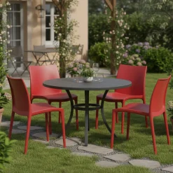 Sedia da Esterno Rosso 4 Sedie Impilabile, Peso Supportato 120 kg Made in Italy - Grover
