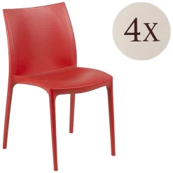 Sedia da Esterno Rosso 4 Sedie Impilabile, Peso Supportato 120 kg Made in Italy - Grover