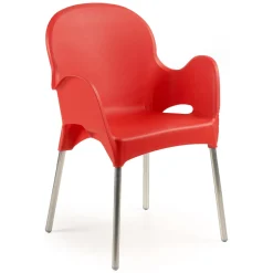 Sedia da Esterno Rosso una Sedia Impilabile, Braccioli Made in Italy - Vashti