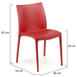 Sedia da Esterno Rosso una Sedia Impilabile, Peso Supportato 120 kg Made in Italy - Grover