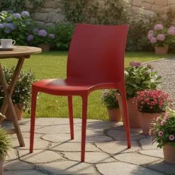 Sedia da Esterno Rosso una Sedia Impilabile, Peso Supportato 120 kg Made in Italy - Grover