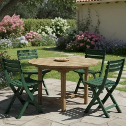 Sedia da Esterno Verde 4 Sedie Pieghevole, Peso Supportato 120 kg Made in Italy - Jennie