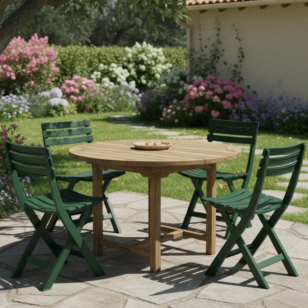 Sedia da Esterno Verde 4 Sedie Pieghevole, Peso Supportato 120 kg Made in Italy - Jennie