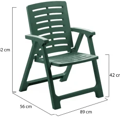 Sedia da Esterno Verde una Sedia Schienale Reclinabile, Multiposizione Made in Italy - Wadley