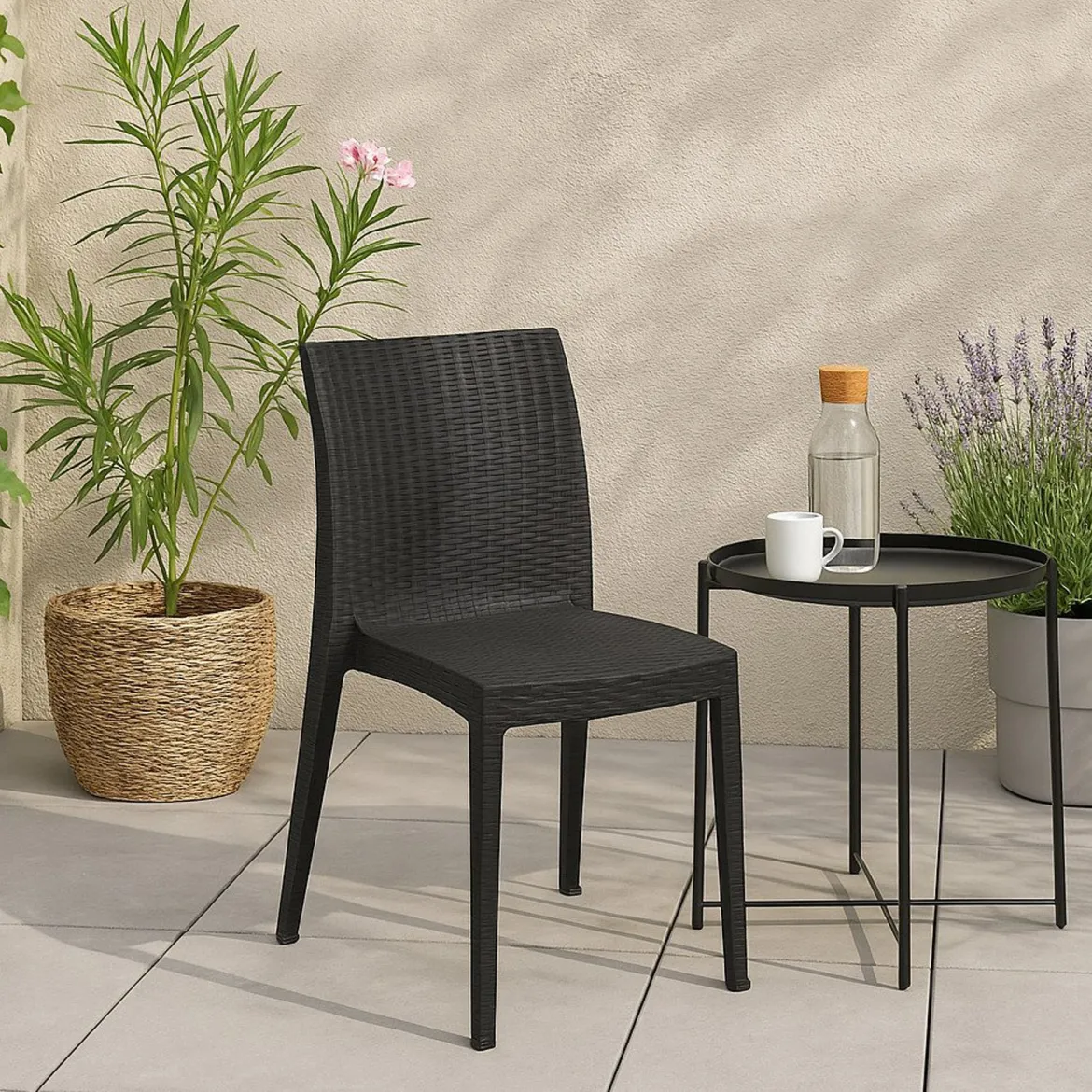 Sedia da giardino effetto rattan impilabile antracite - Ferla