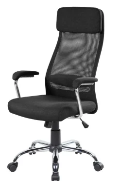 Sedia da ufficio con ruote con braccioli in tessuto nera - Jou