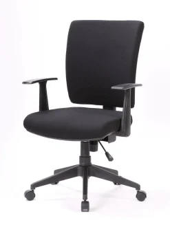Sedia da ufficio con ruote in tessuto nera - Eulalia
