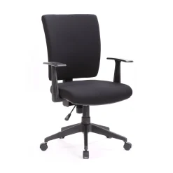 Sedia da ufficio con ruote in tessuto nera - Eulalia