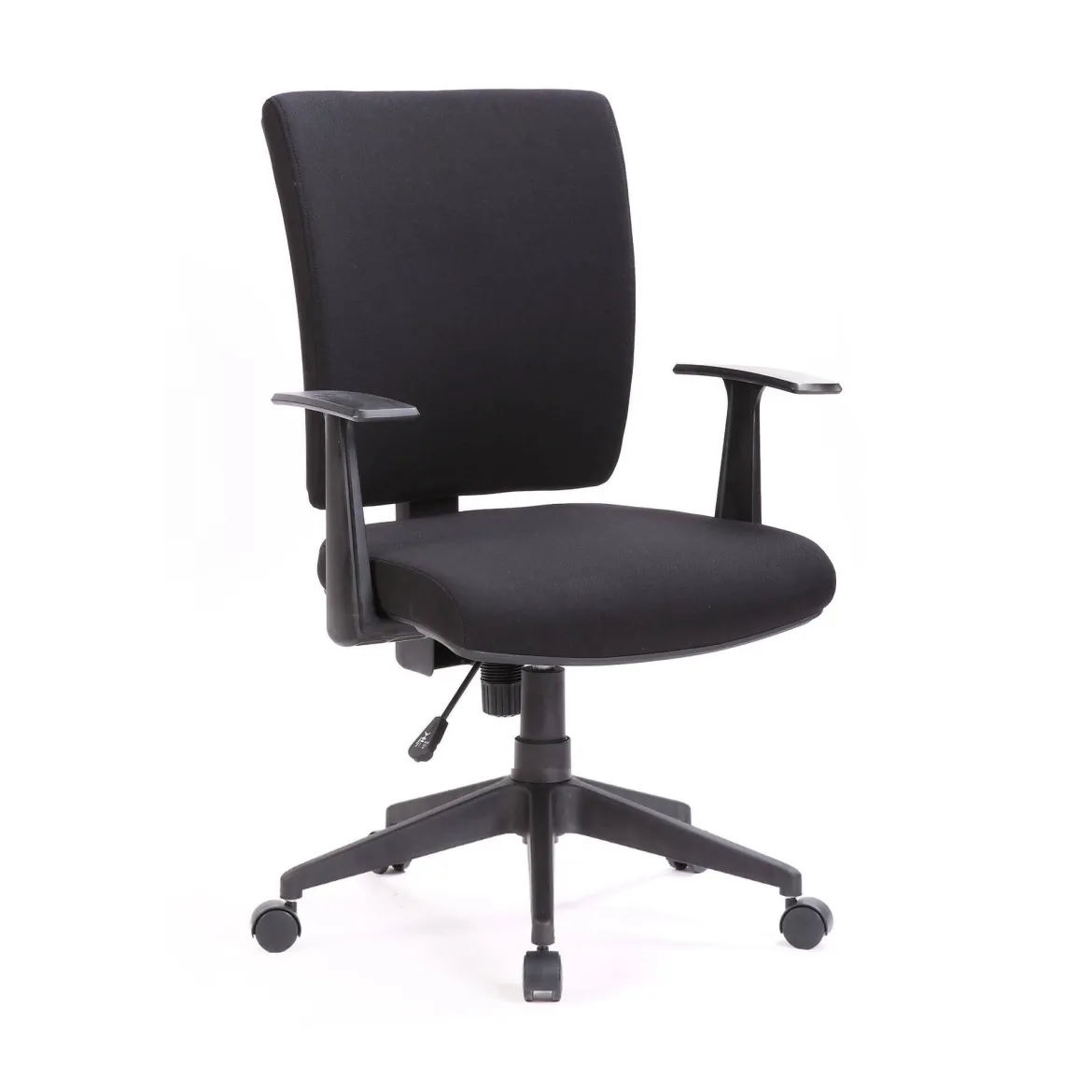 Sedia da ufficio con ruote in tessuto nera - Eulalia