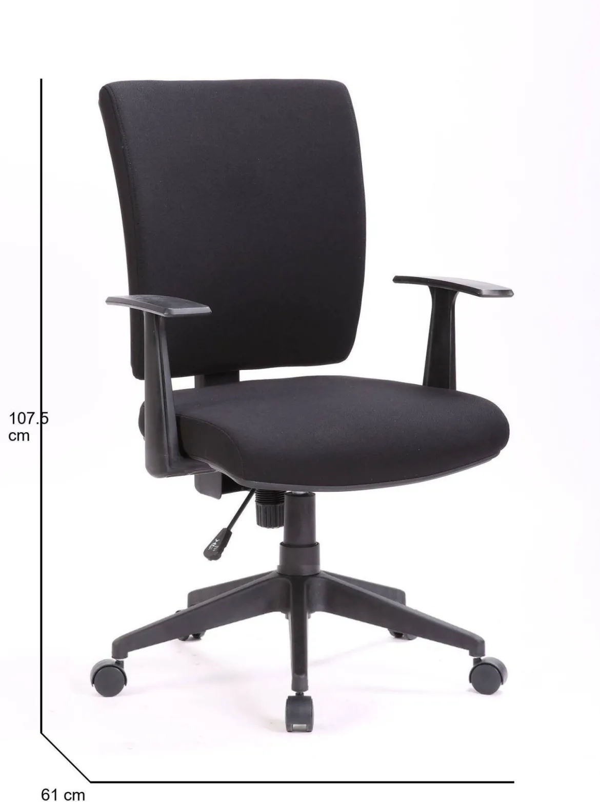 Sedia da ufficio con ruote in tessuto nera - Eulalia