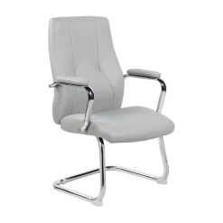 Sedia ergonomica imbottita in ecopelle grigio - Lucana