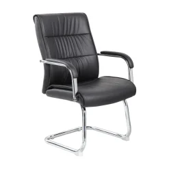 Sedia fissa ufficio imbottita in ecopelle nero - Decimo
