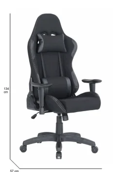 Sedia gaming imbottita con braccioli in ecopelle nera - Mindy