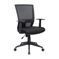 Sedia girevole con schienale ergonomico in tessuto nera - Eulalia