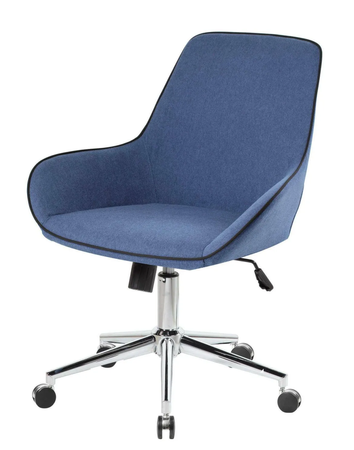 Sedia girevole imbottita con braccioli in ecopelle blu - Luminosa