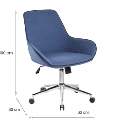 Sedia girevole imbottita con braccioli in ecopelle blu - Luminosa