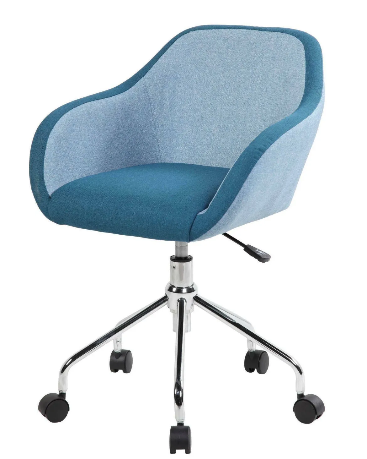 Sedia girevole schienale basso con braccioli in ecopelle blu - Bardello