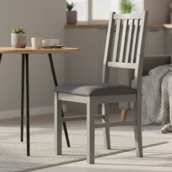 Sedia Grigio una Sedia Materiale Struttura in Legno Massello, Colore Seduta Grigio - Fraine
