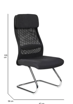 Sedia imbottita da studio in tessuto nero - Fulgenzia