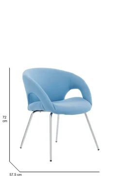 Sedia imbottita da ufficio in tessuto azzurro - Arturo