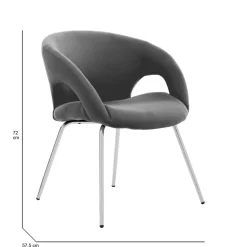 Sedia imbottita in tessuto grigio - Arturo