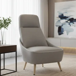 Sedia imbottita in tessuto grigio - Azzio