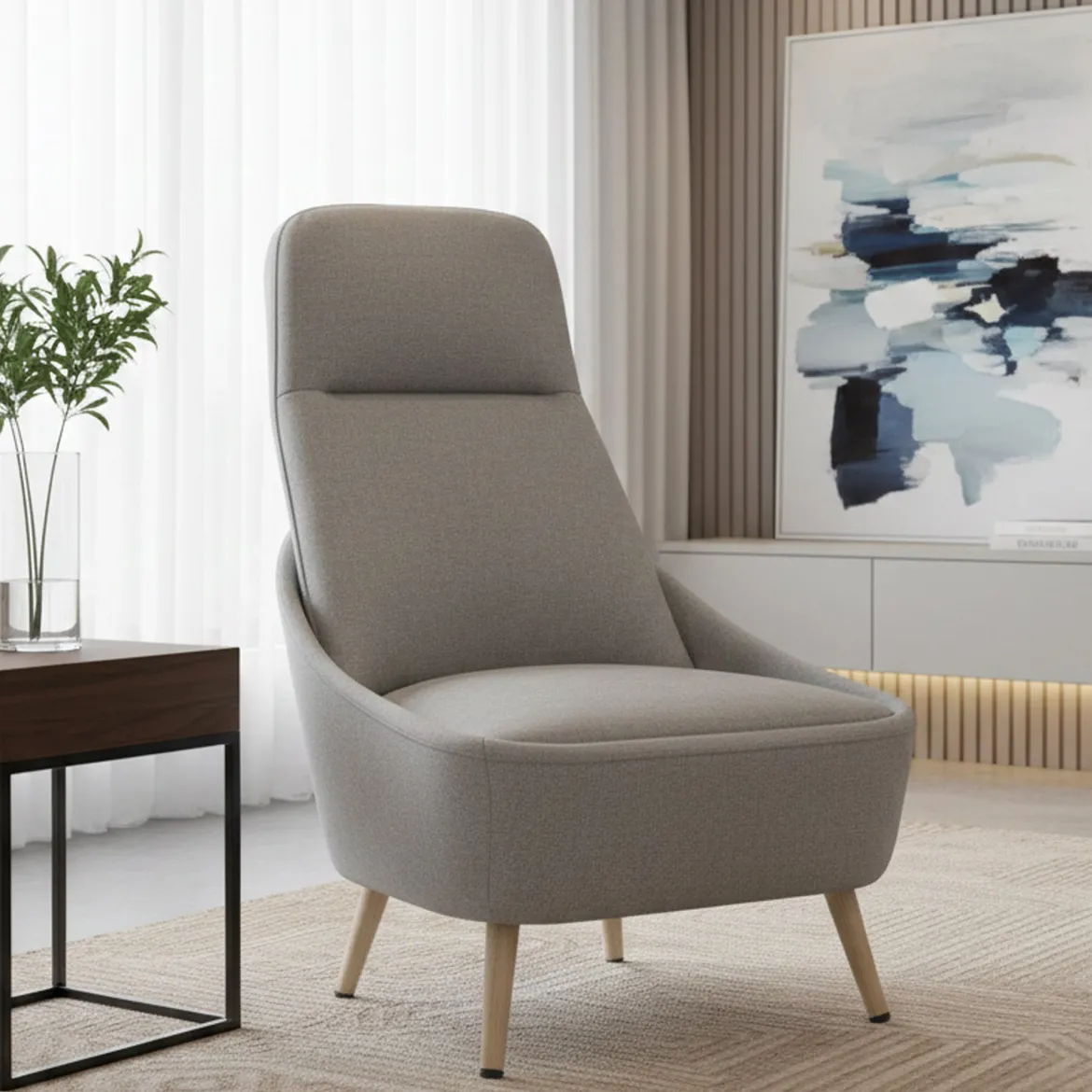 Sedia imbottita in tessuto grigio - Azzone