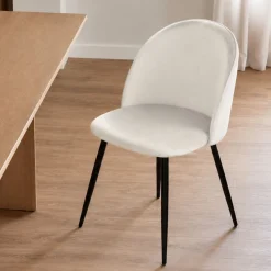 Sedia imbottita in velluto panna - Achito