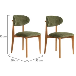 Sedia Marrone Noce Verde 2 Sedie Imbottito, Peso Supportato 120 kg - Morubio