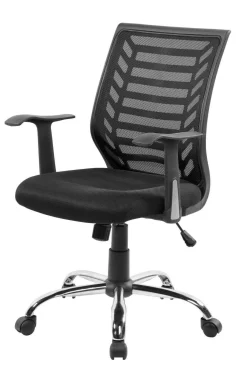 Sedia per studio con ruote imbottita in tessuto nera - Camaleonte