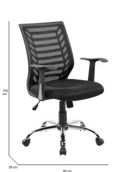 Sedia per studio con ruote imbottita in tessuto nera - Camaleonte