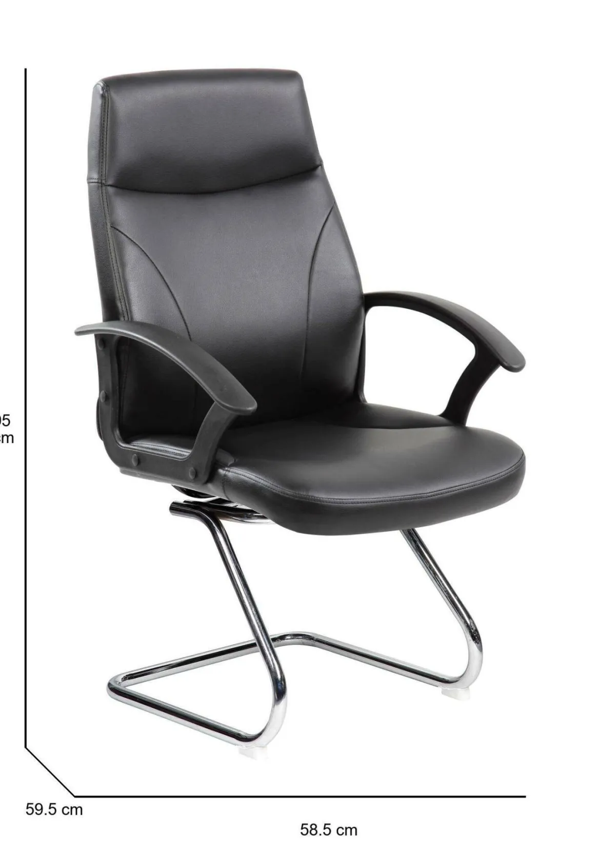 Sedia ufficio imbottita in ecopelle nero - Triangolo