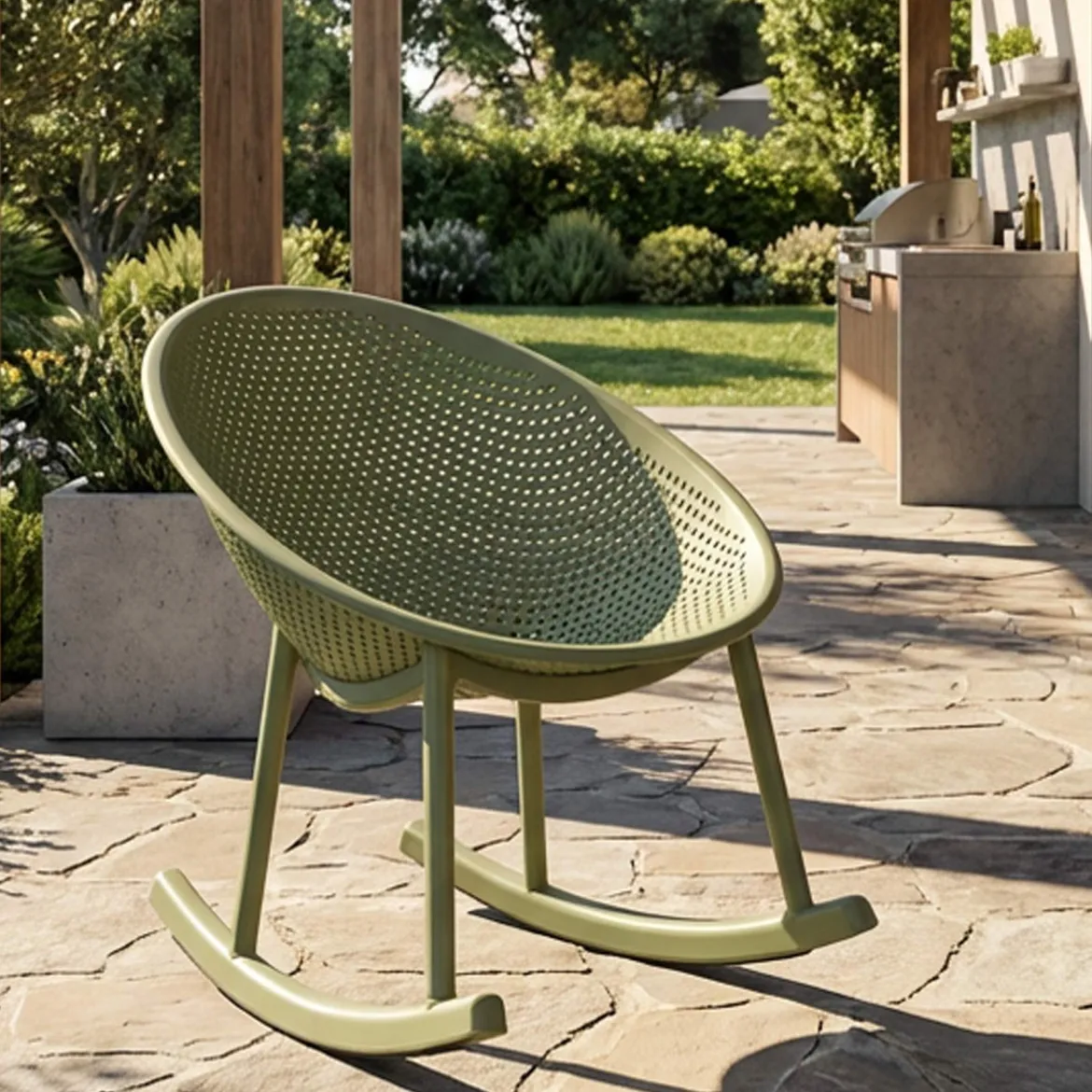 Sedia Verde 2 Sedie a Dondolo, Adatto per Indoor/outdoor, Materiale Struttura in Plastica - Phunt