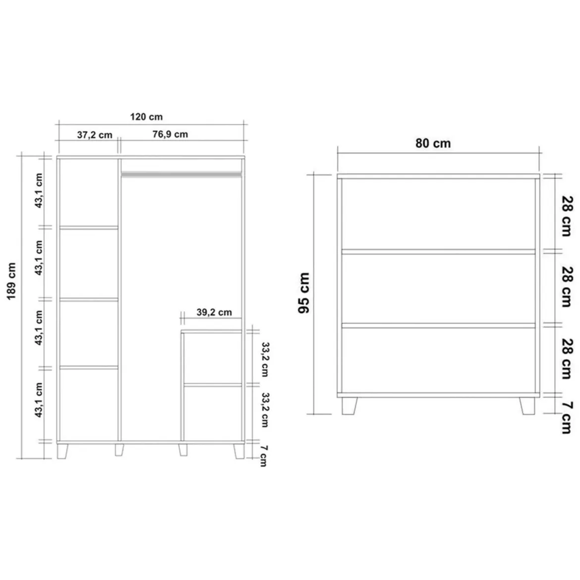 Set Camera da Letto Marrone Quercia Marrone 5 Ripiani 3 Cassetti, 3 Ante - Epiro