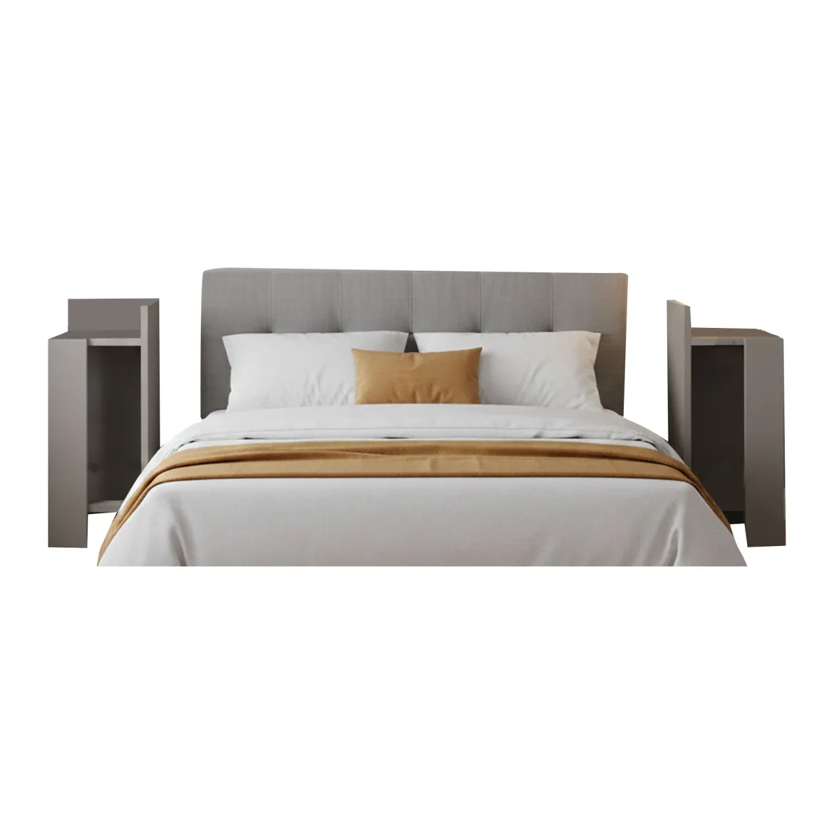 Set Comodini Grigio Tortora 4 Ripiani Colore Ripiano Grigio, Elementi Inclusi 2 Comodini - Tartano