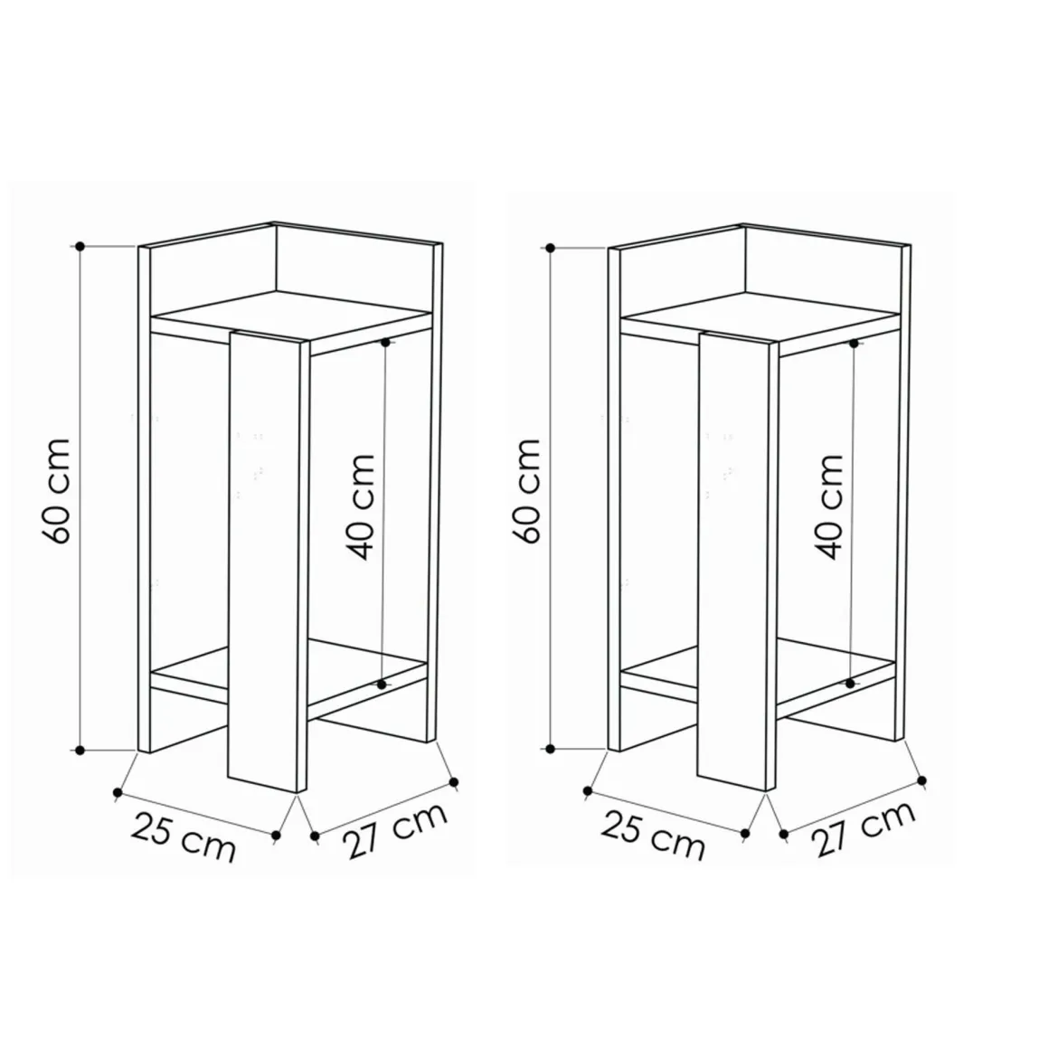 Set Comodini Marrone Quercia Nero Antracite 4 Ripiani Colore Ripiano Marrone, Elementi Inclusi 2 Comodini - Tartano