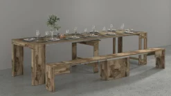 Set consolle allungabile 12 posti e 1 panca allungabile ardesia - Badesi