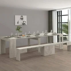 Set consolle allungabile 12 posti e 1 panca allungabile cemento - Badesi