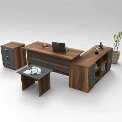 Set da ufficio Abutilon, Noce e Antracite