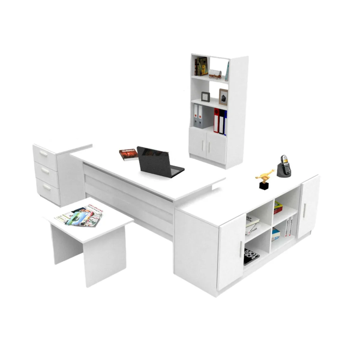 Set da ufficio Hilda, Bianco