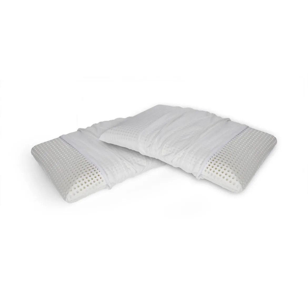 Set di 2 guanciali Timo, Made in Italy, 70x40 h12 cm, Bianco