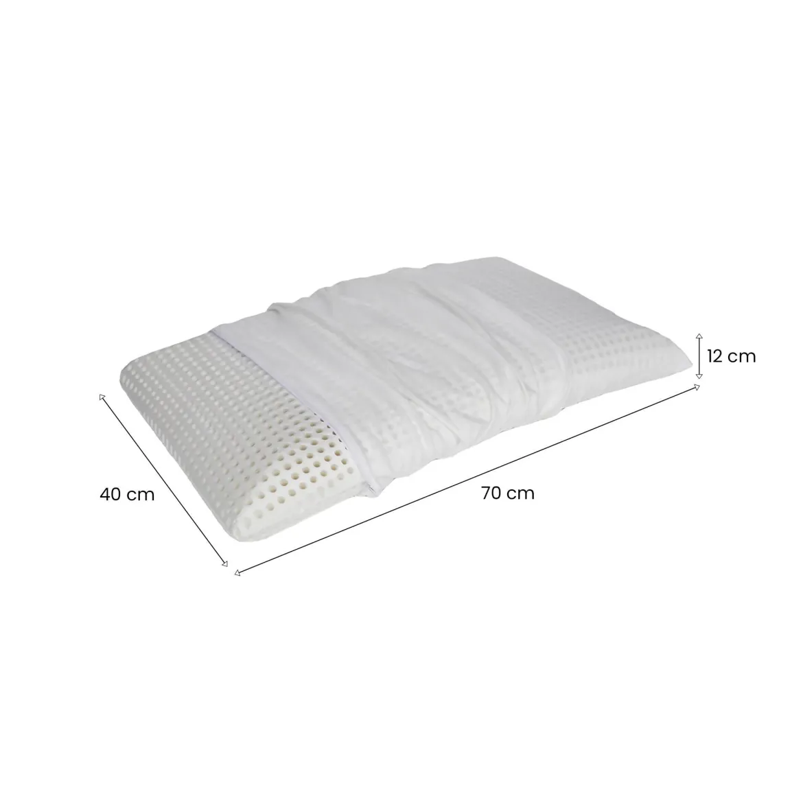 Set di 2 guanciali Timo, Made in Italy, 70x40 h12 cm, Bianco