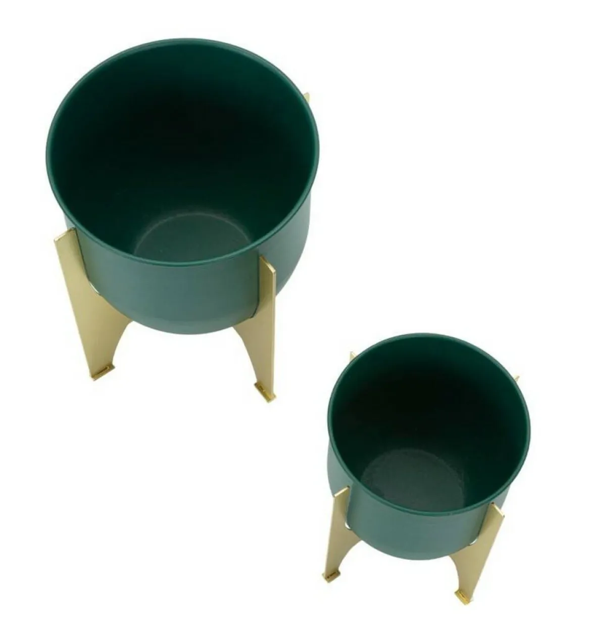 Set di 2 portavasi Barbena, 25x25 h26 cm, Verde e Oro